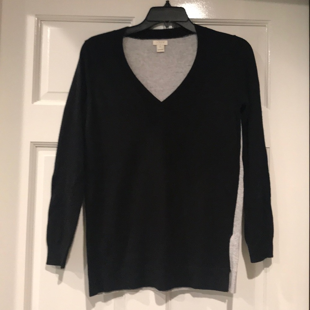 J Crew Petite Color Block V Neck Sweater NWOT